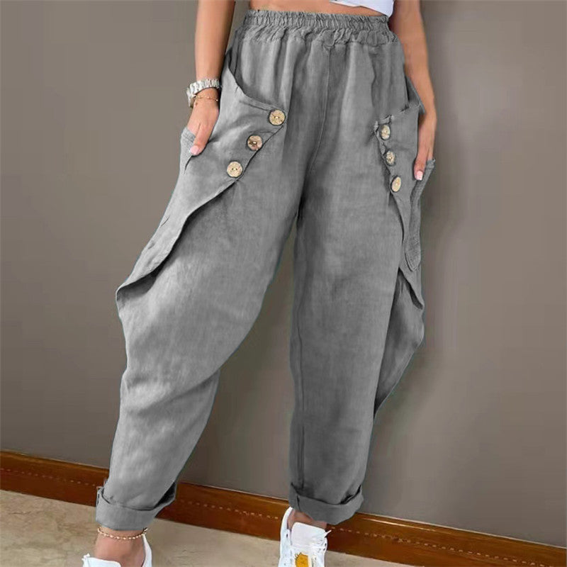 Dames culotte décontractée avec détails de boutons décoratifs Chic und Stil