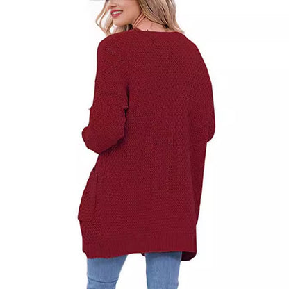 Dames cardigan en tricot confortable avec poches et motif torsadé Chic und Stil