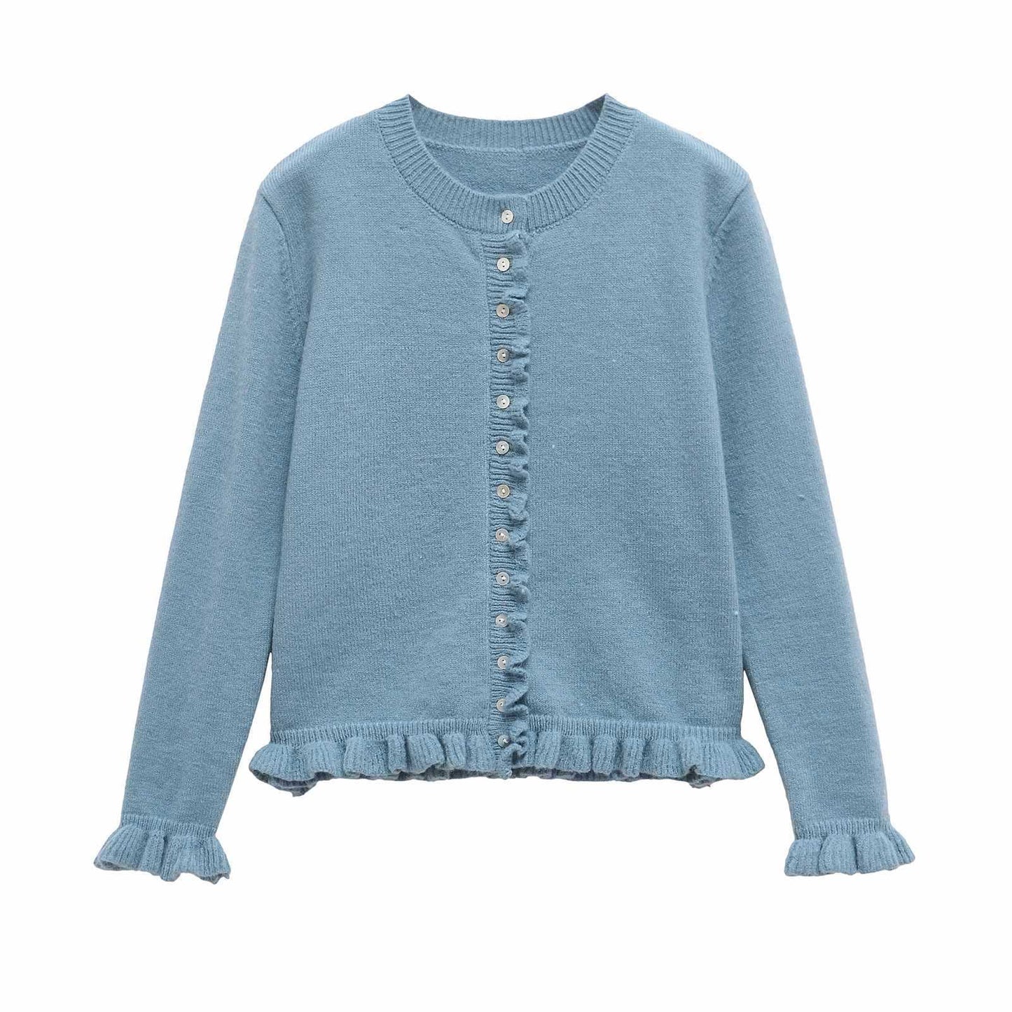 Dames doux cardigan en tricot avec volants décoratifs Chic und Stil