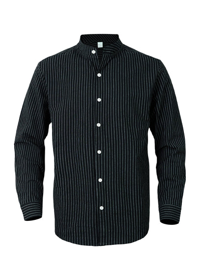 Chemise pour hommes avec des rayures verticales et un col montant moderne Chic und Stil