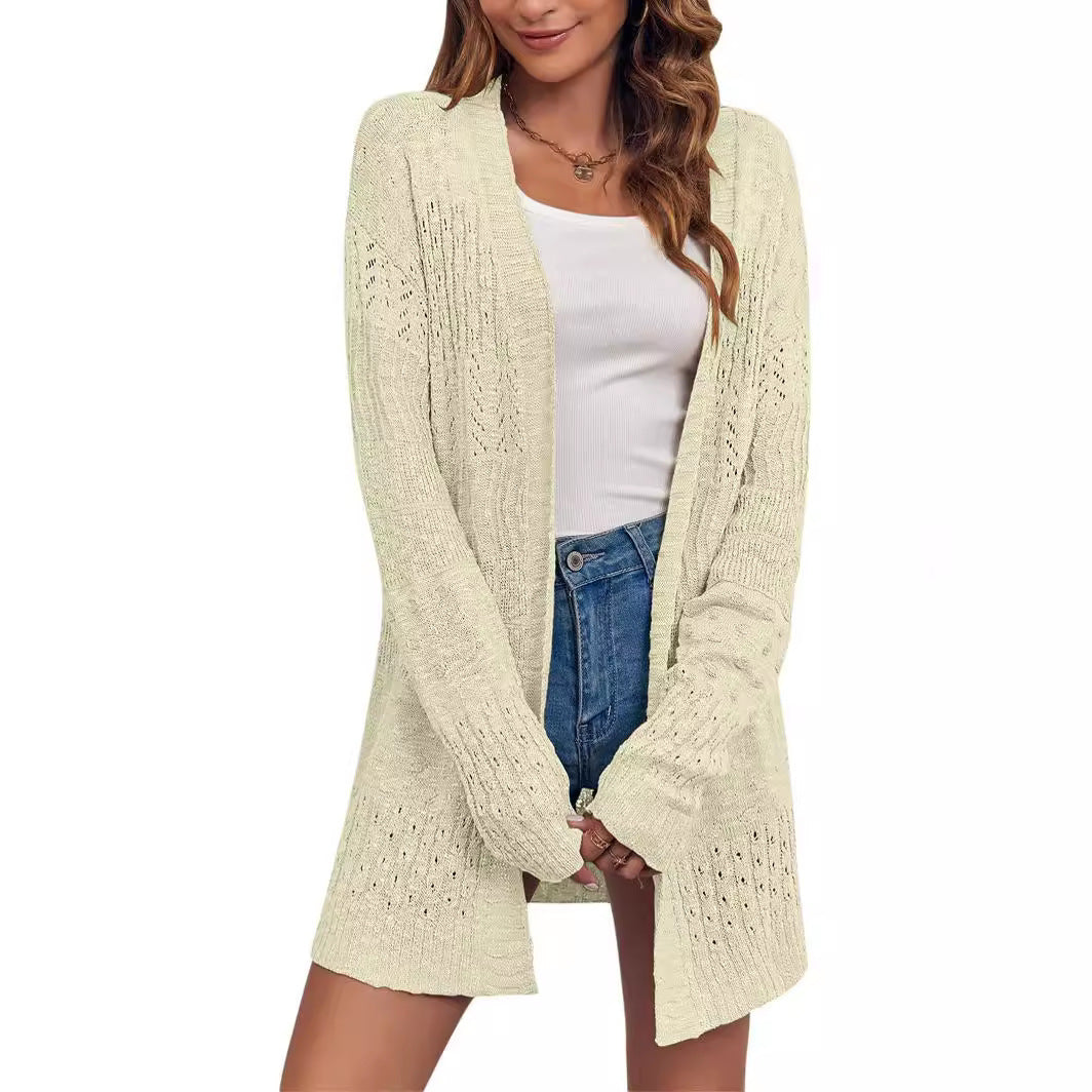 Knit jacket for women with airy openwork pattern structure Chic and Style