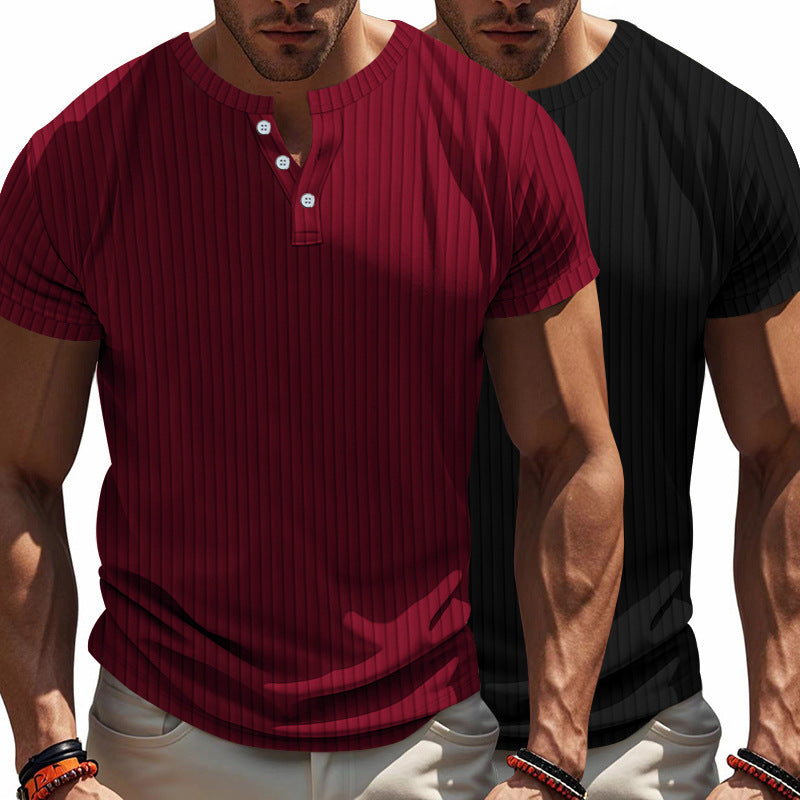 Chemise Henley à manches courtes pour hommes avec aspect côtelé structuré Chic und Stil