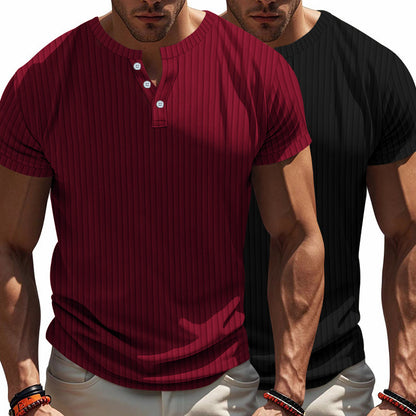 Chemise Henley à manches courtes pour hommes avec aspect côtelé structuré Chic und Stil