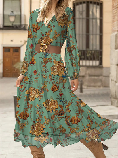 Robe maxi femme avec motif floral et manches volumineuses Chic und Stil