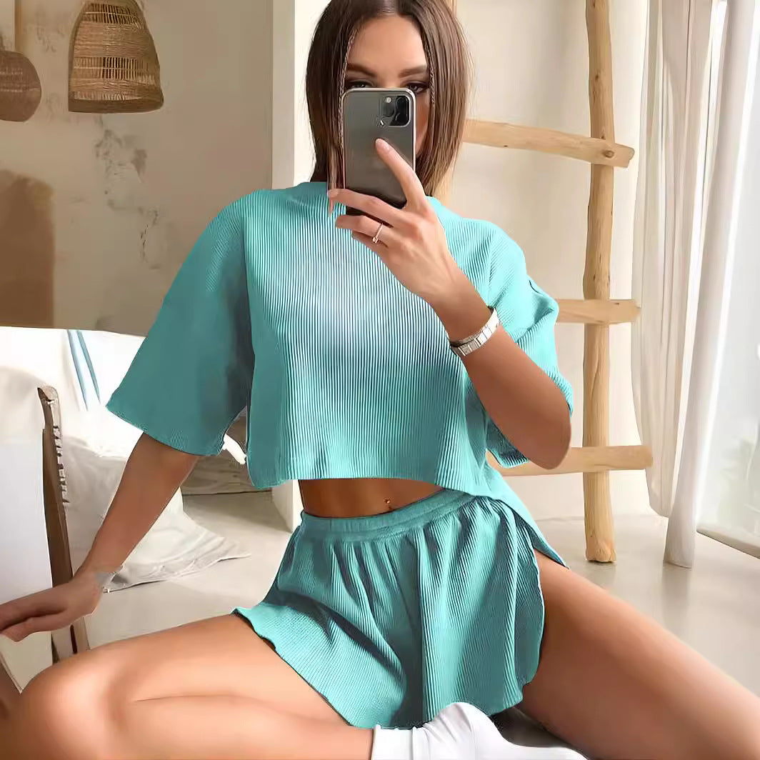 Dames Doux Plissé Ensemble Lounge Chic und Stil