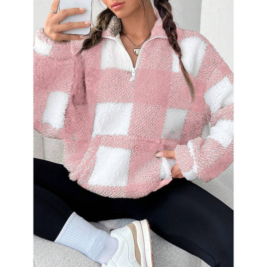 Femme pull en fleece douillet avec col haut Chic und Stil