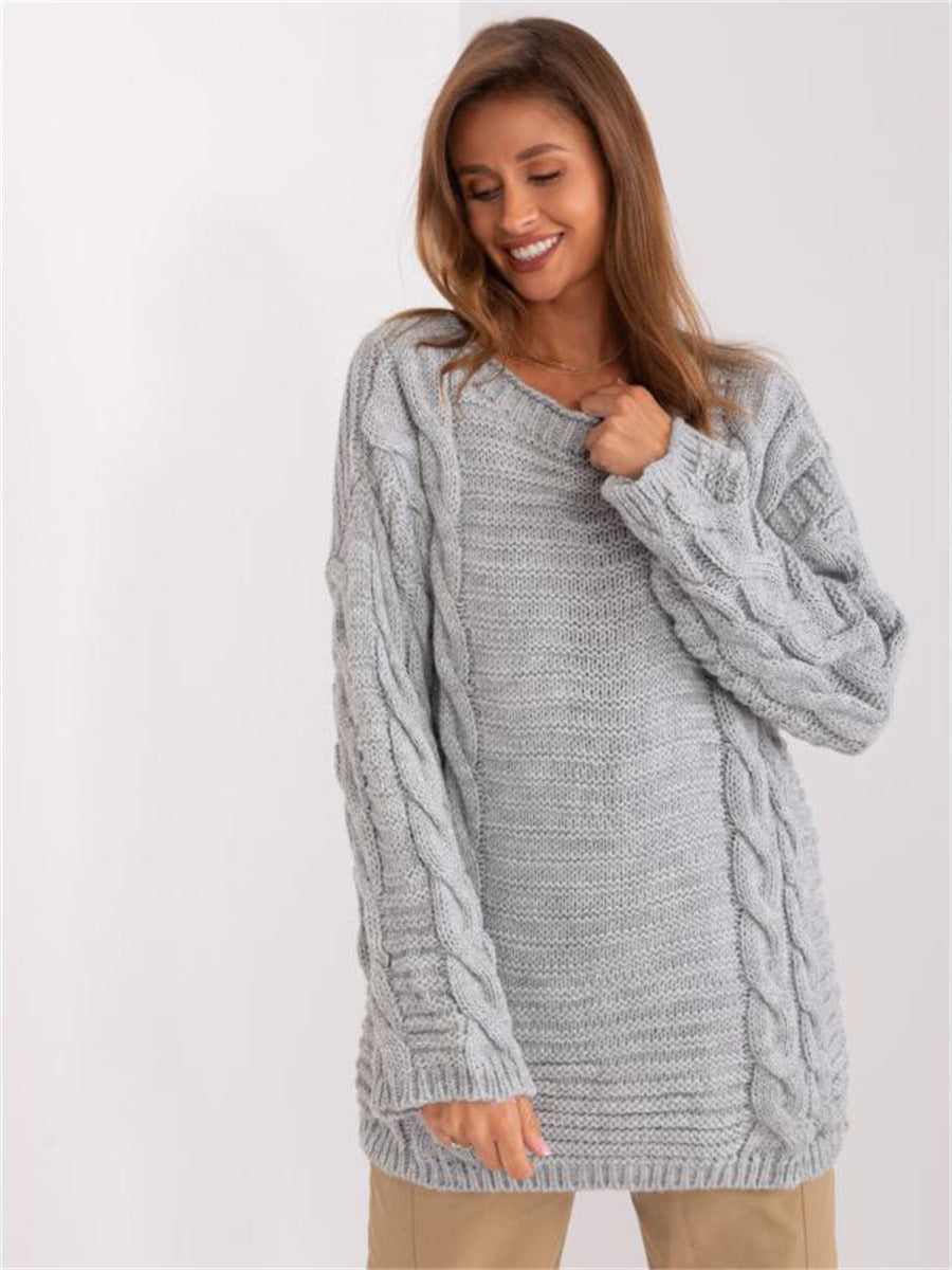 Pull femme en grosse maille avec un motif de torsades moderne et des manches larges Chic und Stil