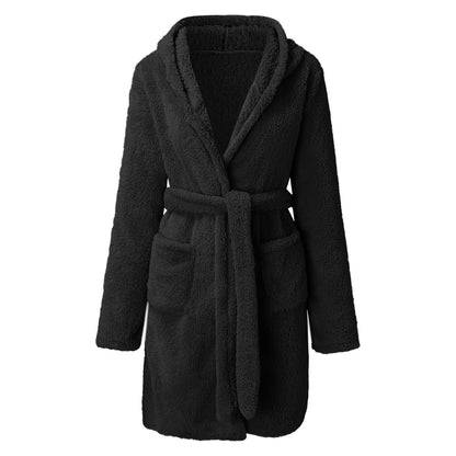 Ladies Cozy Robe with Hood and Practical Pockets Chic and Style