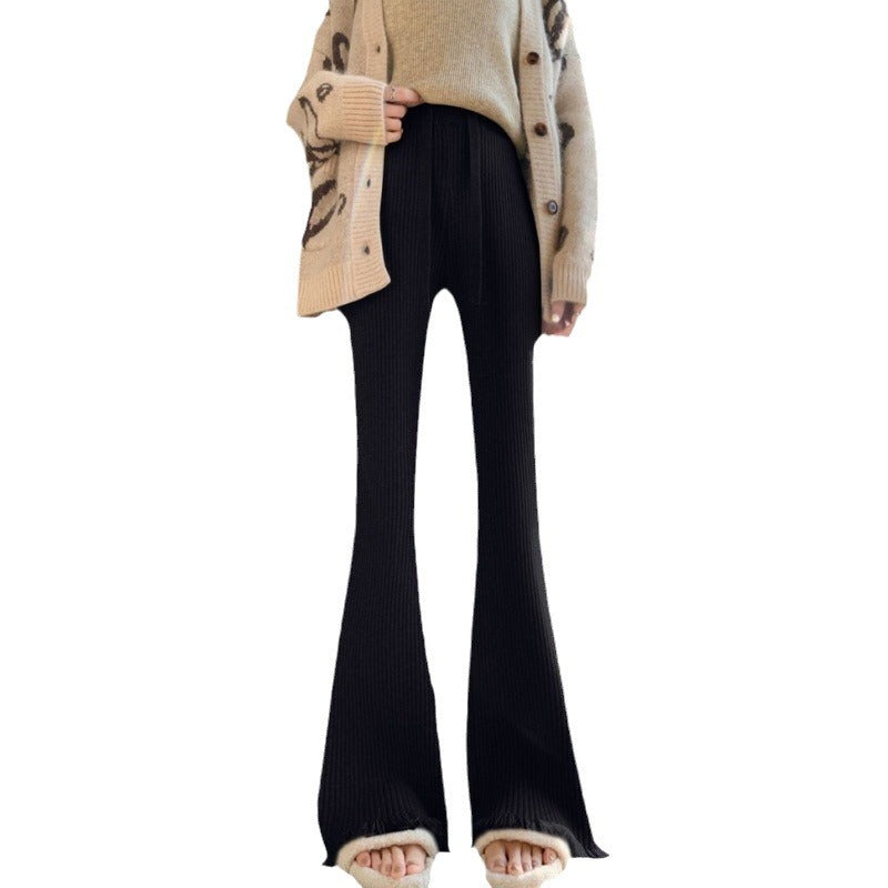 Comfortable ribbed knit pants for women with wide legs Chic and Style