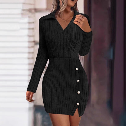 Robe portefeuille pour femmes avec design texturé et élégants détails de boutons Chic und Stil