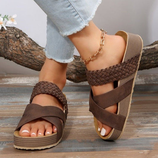 Sandales à talons compensés à brides croisées pour femmes Chic und Stil