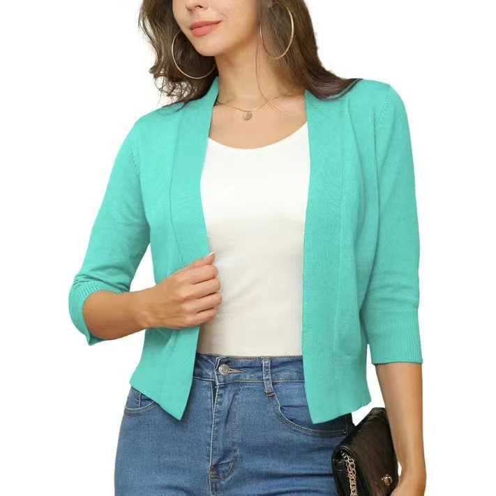 Dames cardigan décontracté avec devant ouvert et manches 3/4 Chic und Stil