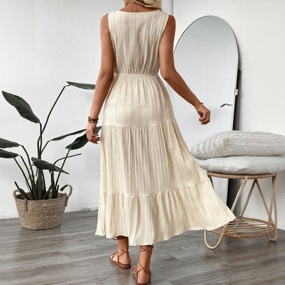 Femme Ceinture à nouer réglable Robe maxi à étages Chic und Stil