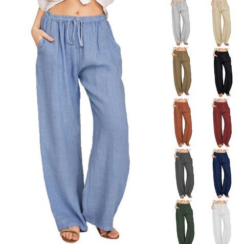 Wide palazzo pants for women with elastic waistband and side pockets Chic und Stil