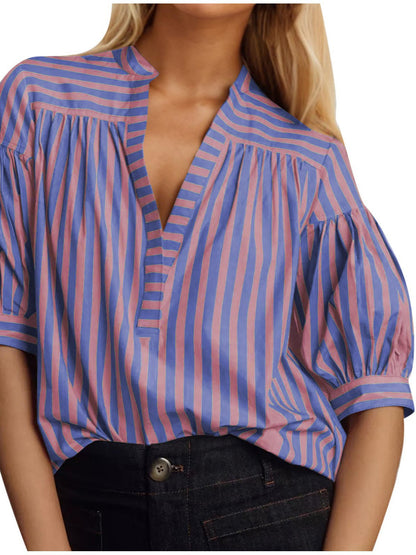 Chemisier pour femmes avec manches bouffantes et motif rayé Chic und Stil