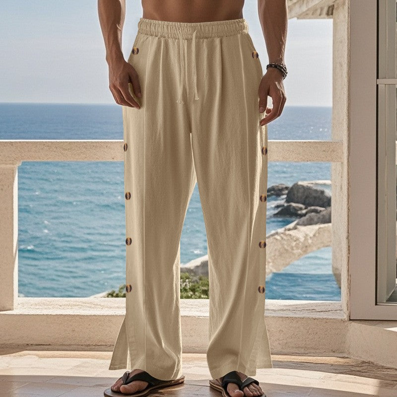 Casual beach pants for men with practical snap buttons and an elastic waistband Chic und Stil