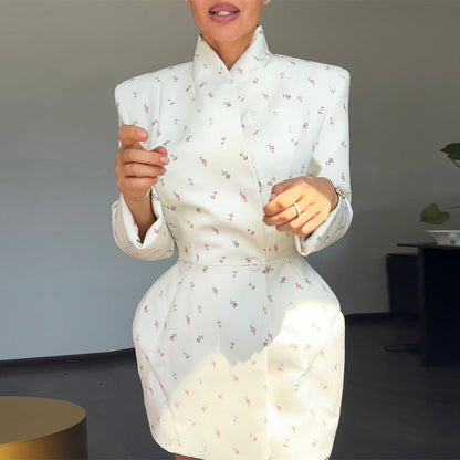 Dames élégant blazer robe avec accents floraux Chic und Stil