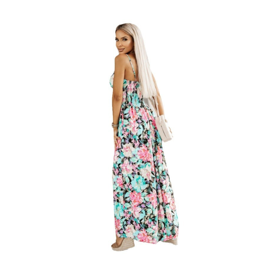Robe maxi florale pour femmes avec bretelles réglables Chic und Stil