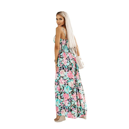 Robe maxi florale pour femmes avec bretelles réglables Chic und Stil