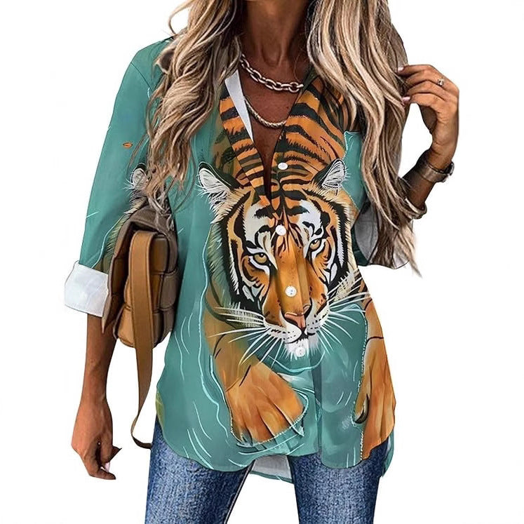 Blouse chemise pour femmes avec motif animal vivant Chic und Stil