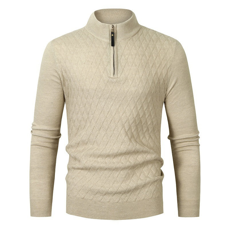 Pull en tricot pour hommes avec col montant et fermeture éclair Chic und Stil