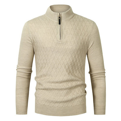 Pull en tricot pour hommes avec col montant et fermeture éclair Chic und Stil