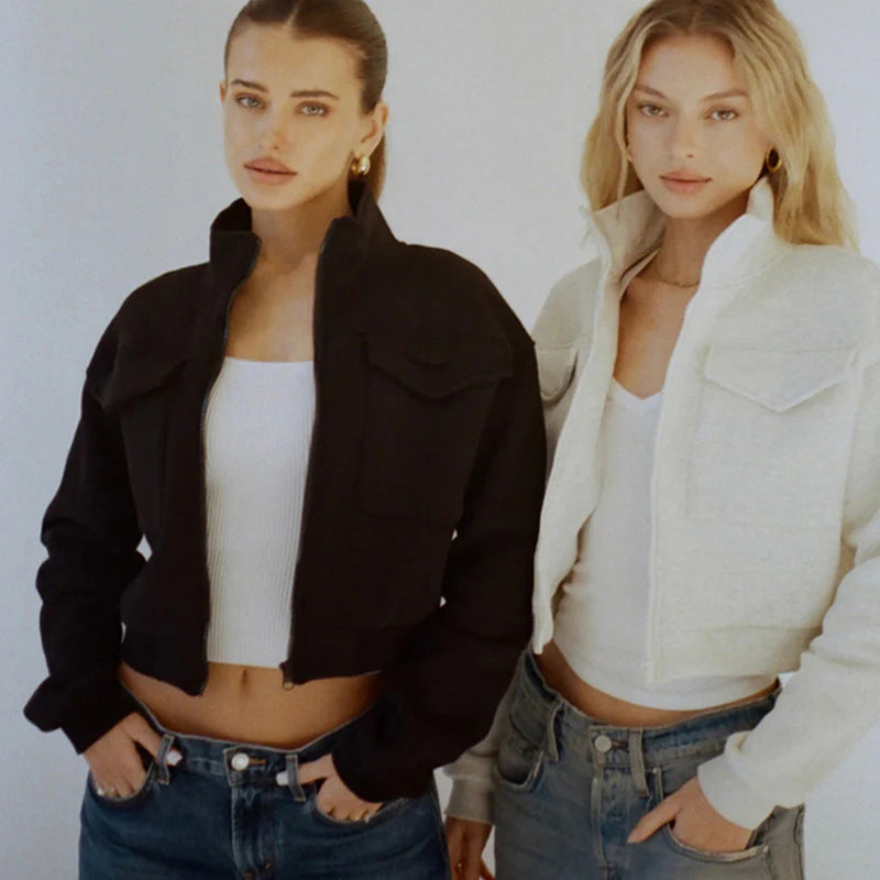 Dame veste cropped avec fermeture éclair et poches Chic und Stil
