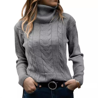 Pull en tricot pour femmes avec col montant et motif en relief à tresses Chic und Stil
