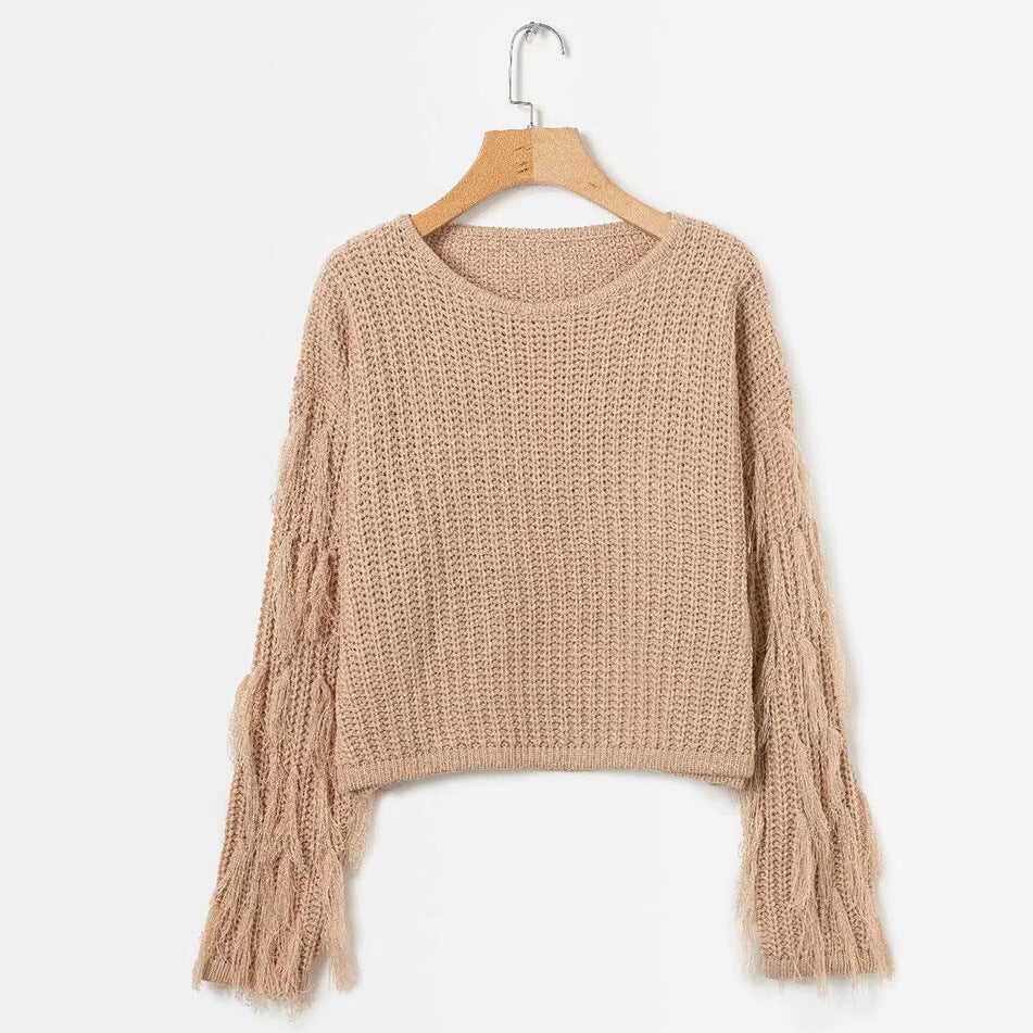Pull en tricot épais pour femmes avec des manches frangées Chic und Still