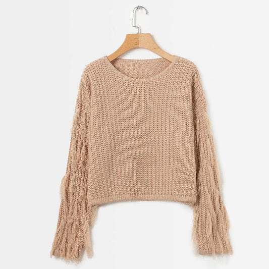 Pull en tricot épais pour femmes avec des manches frangées Chic und Still