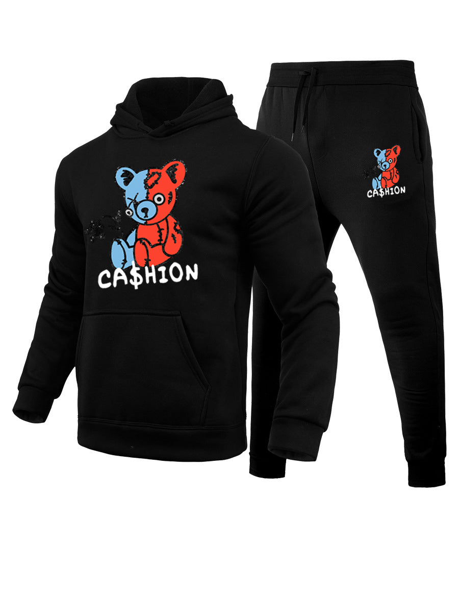 Women's hoodie and jogger pants set with creative bear pattern Chic und Stil