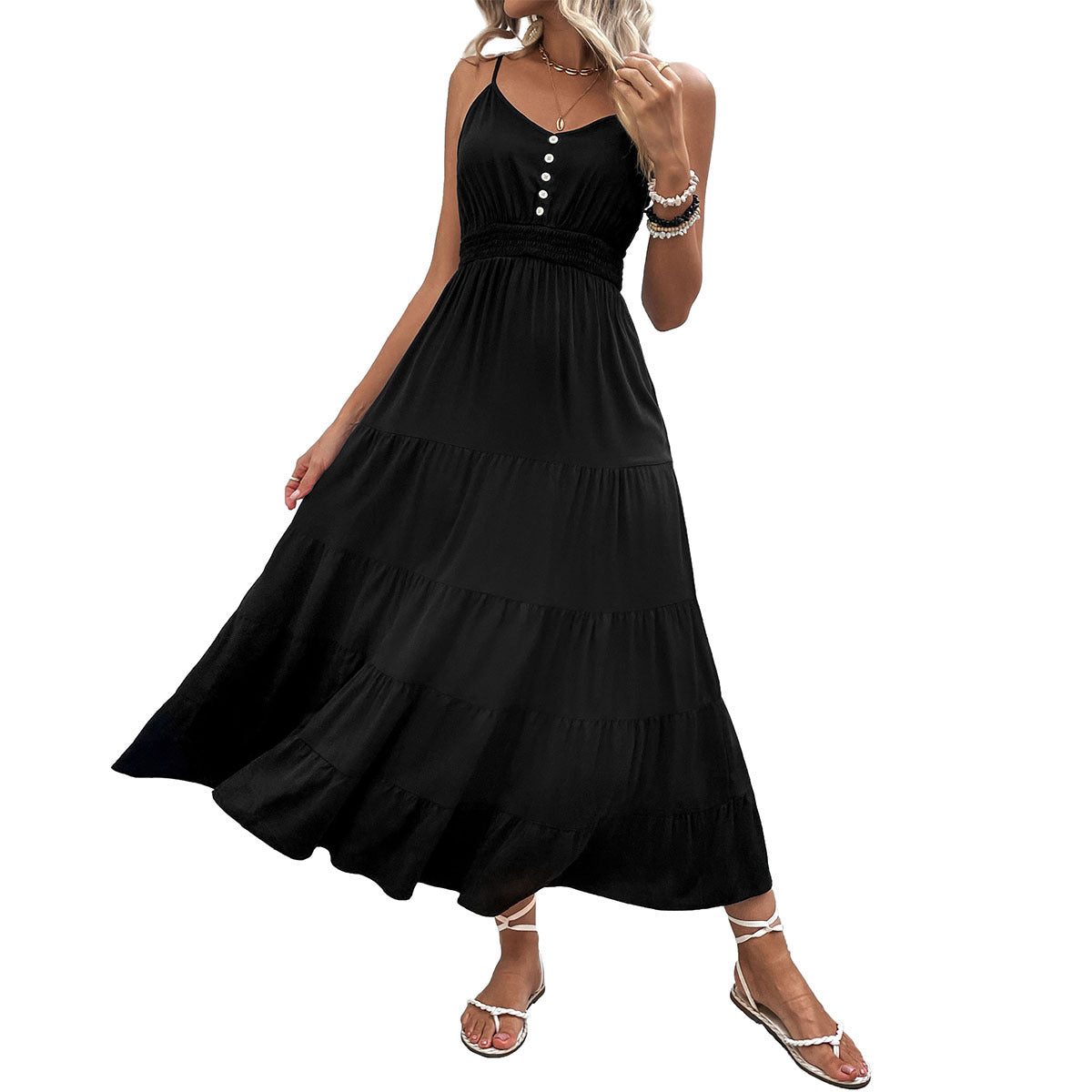 Robe maxi élégante à manches longues avec fente latérale Chic und Stil