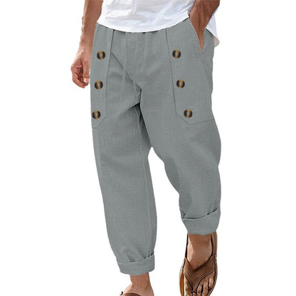 Casual linen pants for men with practical button pockets Chic and Style
