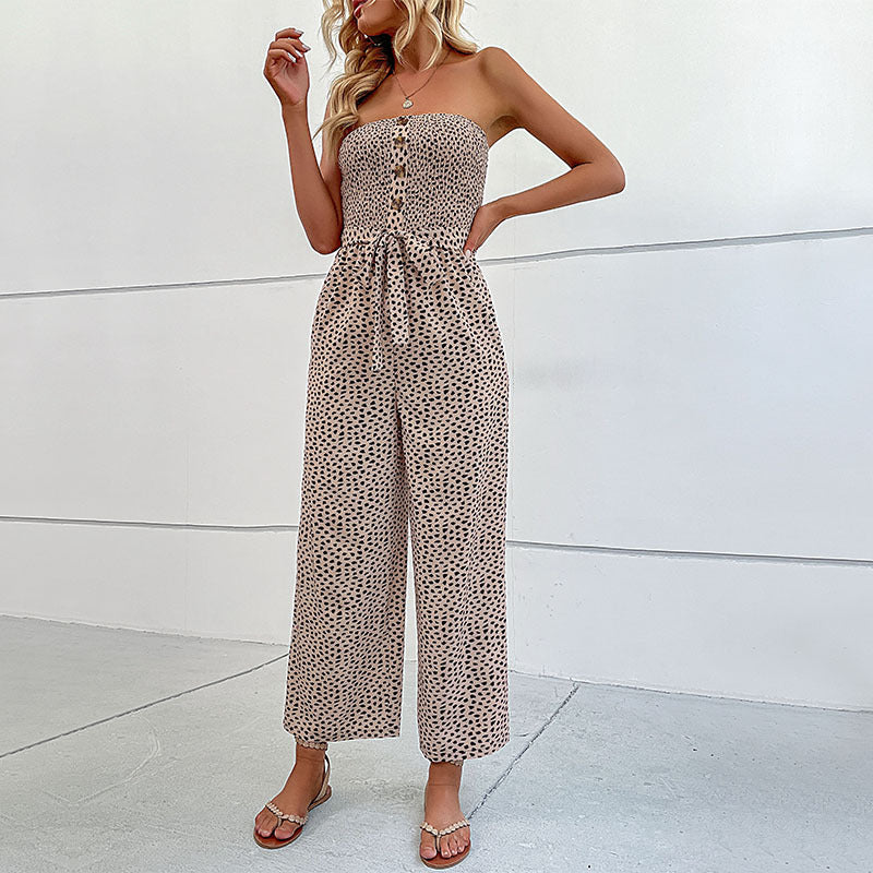 combinaison sans manche pour femmes à jambes larges avec détails de boutons Chic und Stil