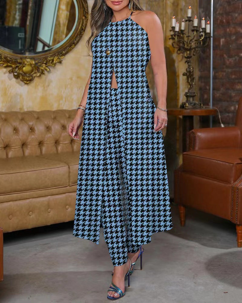 Robe maxi pour femmes avec coupe flatteuse et motif prince de Galles tendance Chic und Stil