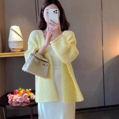 Dames Gros Tricot Cardigan Chic und Stil