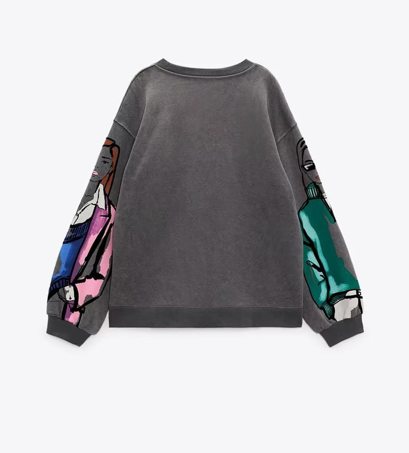 Pull oversized pour femmes avec design d'impression créatif et détails stylés Chic und Stil