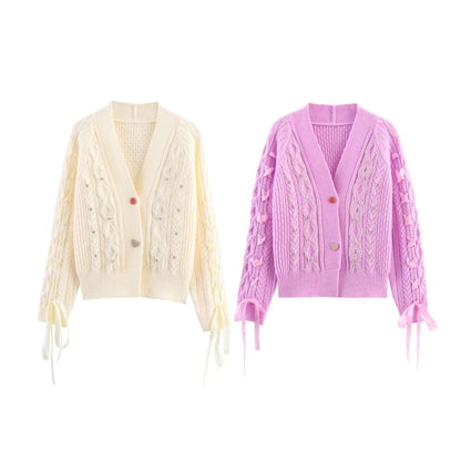 Dames cardigan avec détails scintillants et éléments de volants spéciaux Chic und Stil