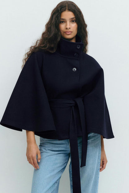 Femme Veste Cape Élégante avec Ceinture Chic & Stil