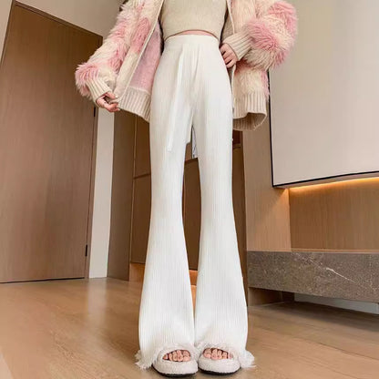 Comfortable ribbed knit pants for women with wide legs Chic and Style