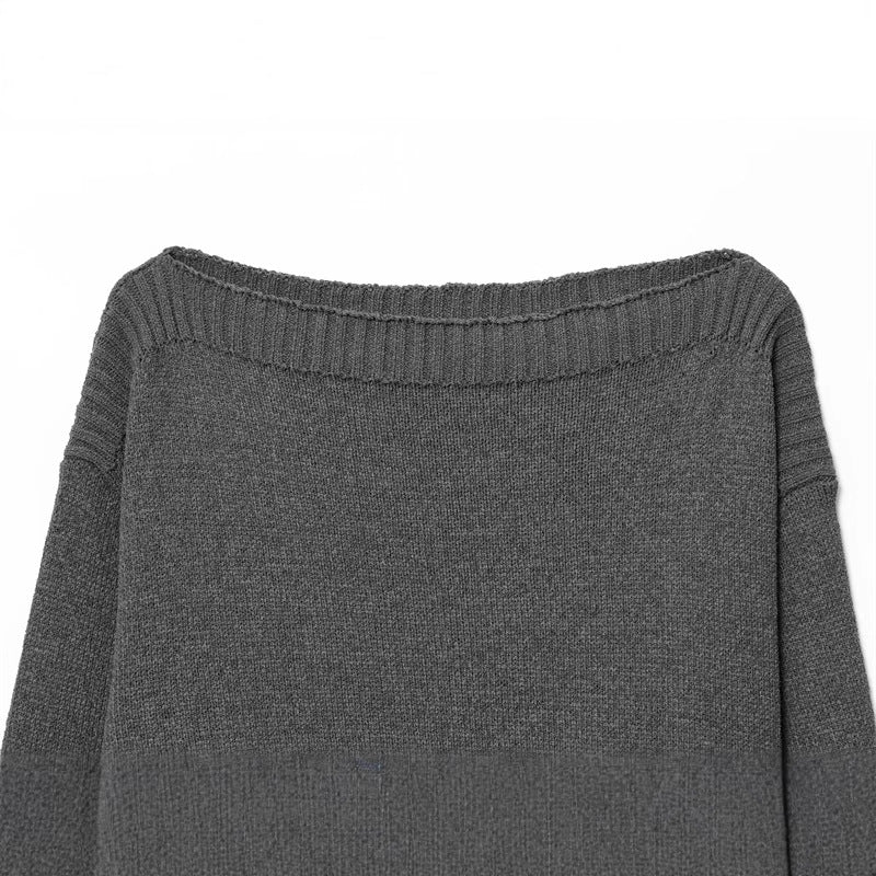 Pull en tricot décontracté pour femmes avec épaules tombantes et large bord-côte Chic und Stil
