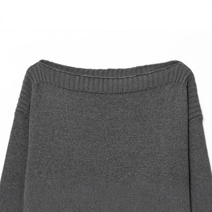 Pull en tricot décontracté pour femmes avec épaules tombantes et large bord-côte Chic und Stil