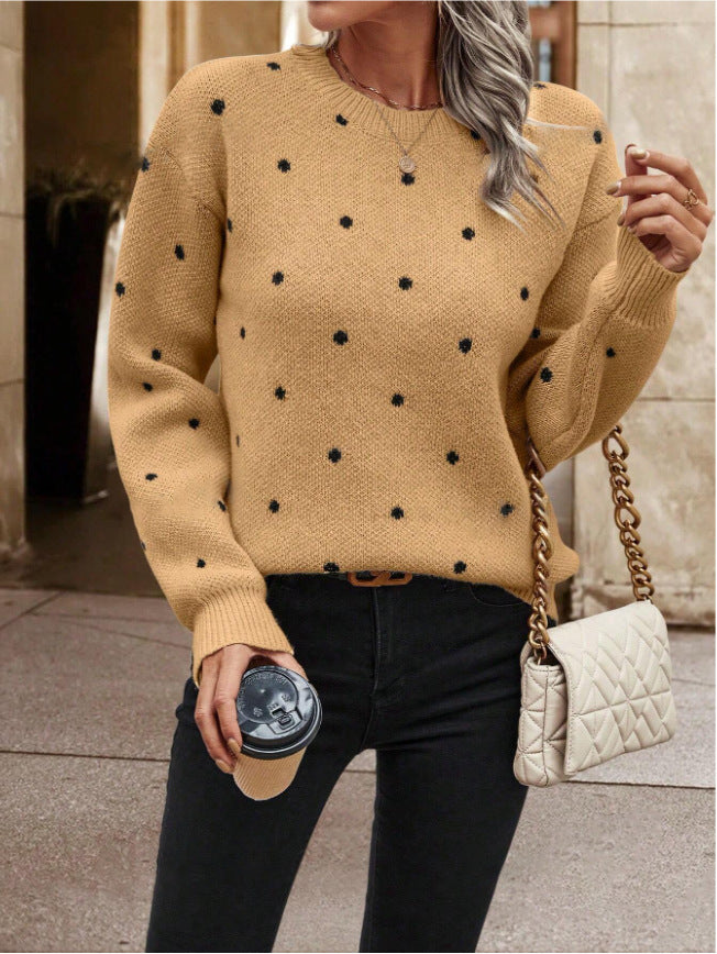 Pull en tricot douillet pour femmes avec un motif à pois tendance Chic und Stil