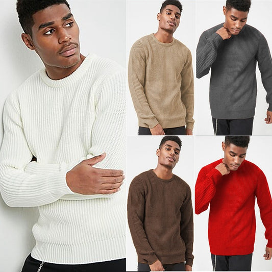 Pull en grosse maille pour hommes avec un design de côtes texturé et une coupe décontractée Chic und Stil