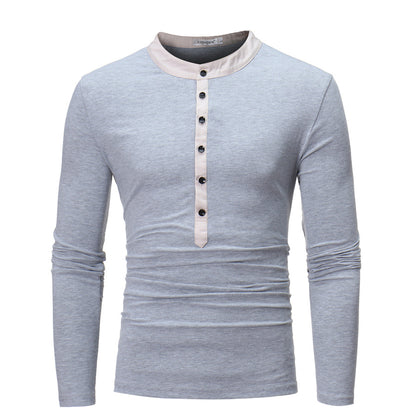 Chemise à manches longues pour homme avec col montant tendance et détail de bouton Chic und Stil