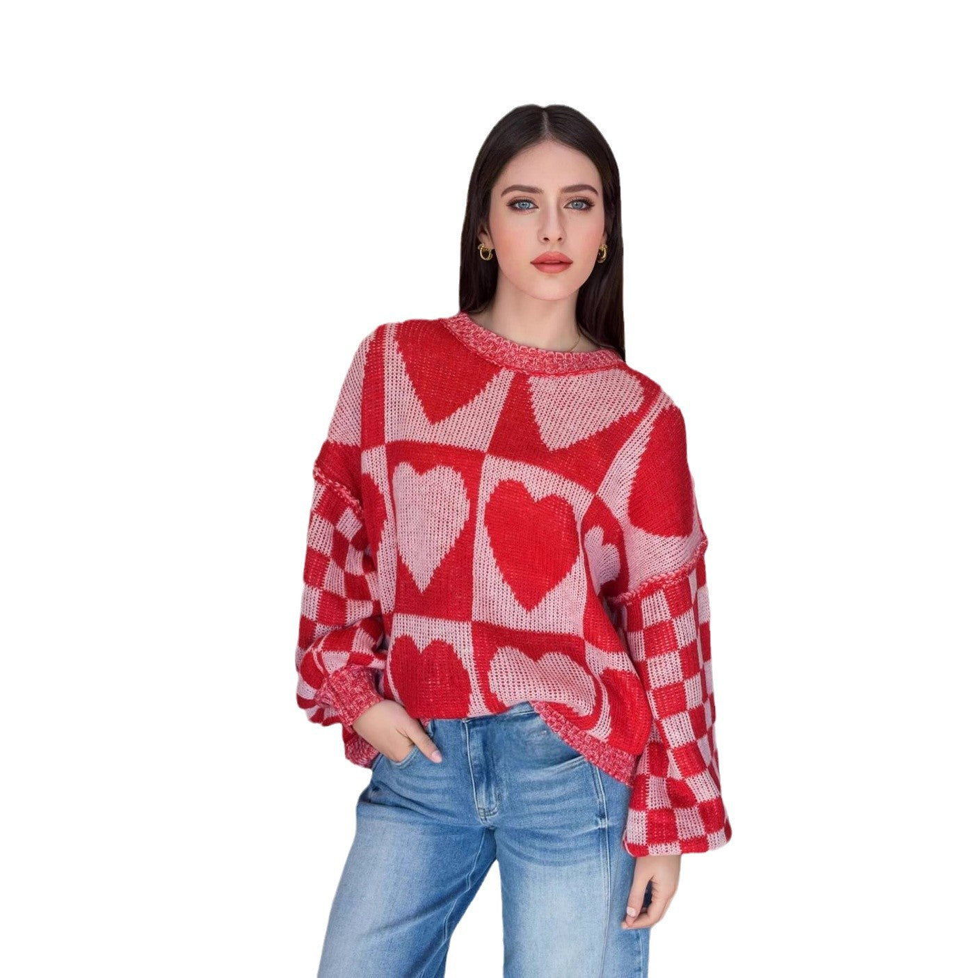 Pull en tricot à motifs de cœur pour femmes Chic und Stil