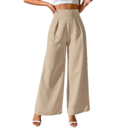 Ladies Elegant High Waist Palazzo Pants with Front Pleat and Wide Legs Chic and Style
