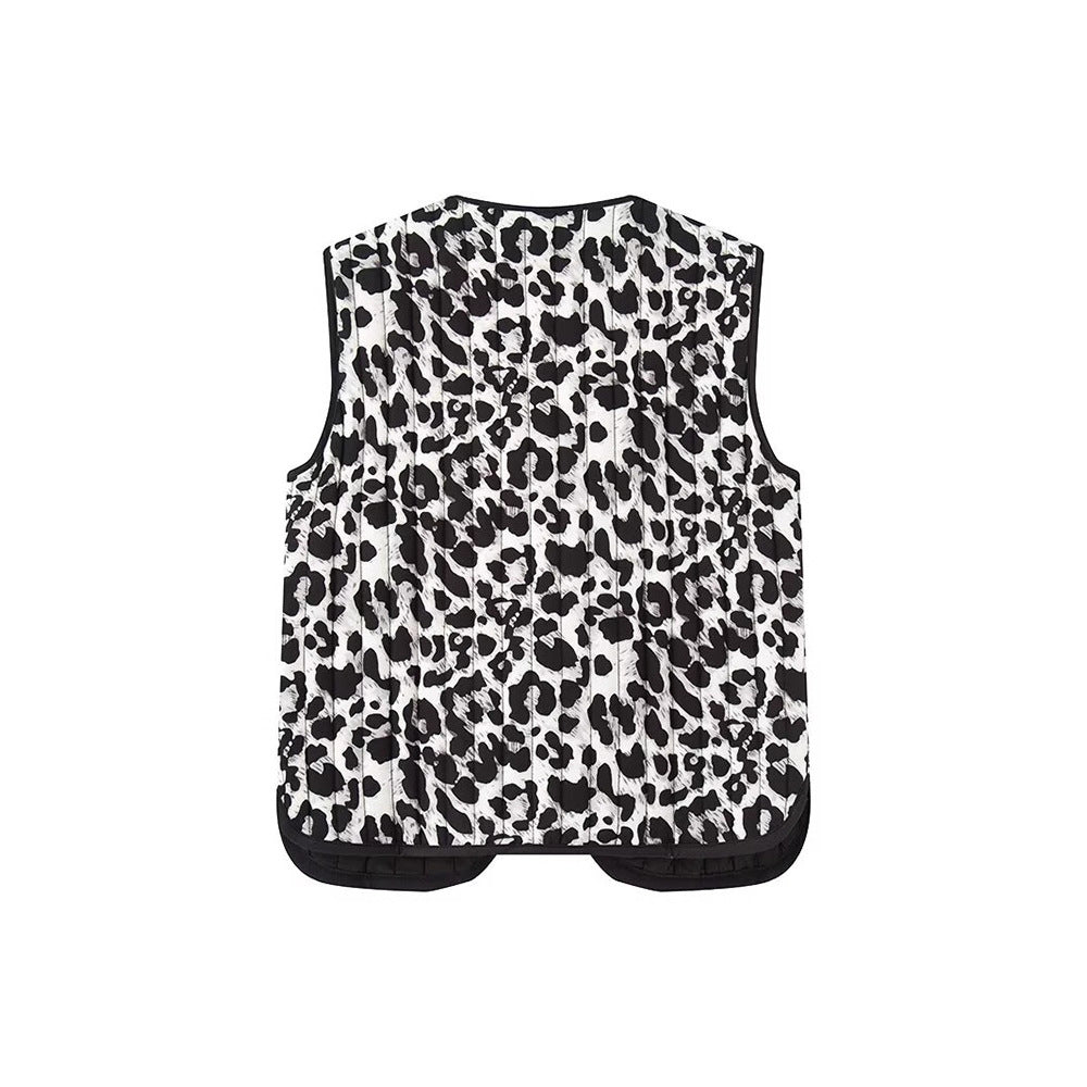 Dames gilet matelassé avec motif animal à la mode et nœud décoratif Chic und Stil