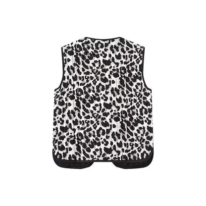Dames gilet matelassé avec motif animal à la mode et nœud décoratif Chic und Stil