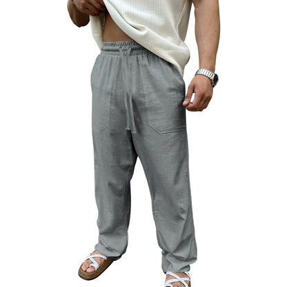 Men's casual linen pants with elastic waistband and practical side pockets Chic and Style